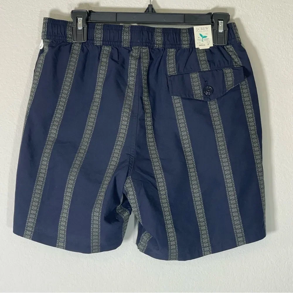 J Crew NWT Men’s 6” Swim Trunk Size Small Cotton Nylon Blend in Dobby Stripe